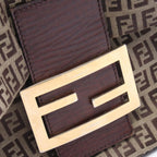 Fendi Shoulder Bag Zucchino Brown Dark Canvas Leather — view 7