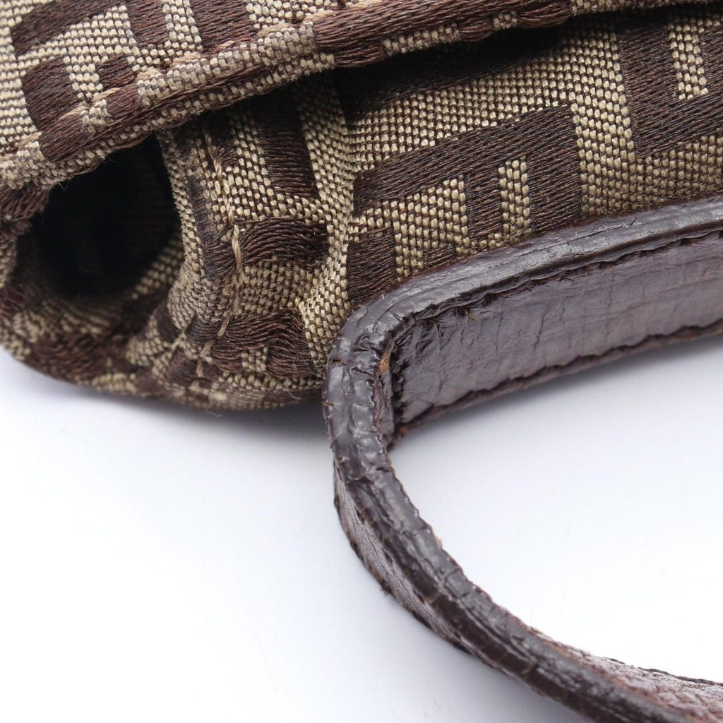 Fendi Shoulder Bag Zucchino Brown Dark Canvas Leather — view 8