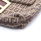 Fendi Shoulder Bag Zucchino Brown Dark Canvas Leather — view 9