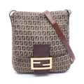 Fendi Shoulder Bag Zucchino Brown Dark Canvas Leather