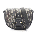 Dior Shoulder Bag Gallop Navy Canvas Leather Beige Navy. Black
