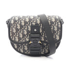 Dior Shoulder Bag Gallop Navy Canvas Leather Beige Navy. Black