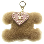 Celine Triomphe Pom Charm Logo Bag Key Ring Pink Brown