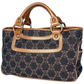 Celine Boogie Bag Paris Macadam Lame Handbag Denim Blue Brown