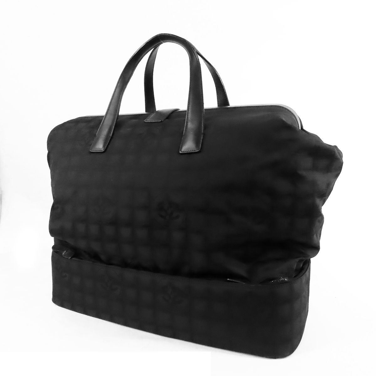 Chanel New Travel Line Boston Bag Black Nylon Leather — view 2