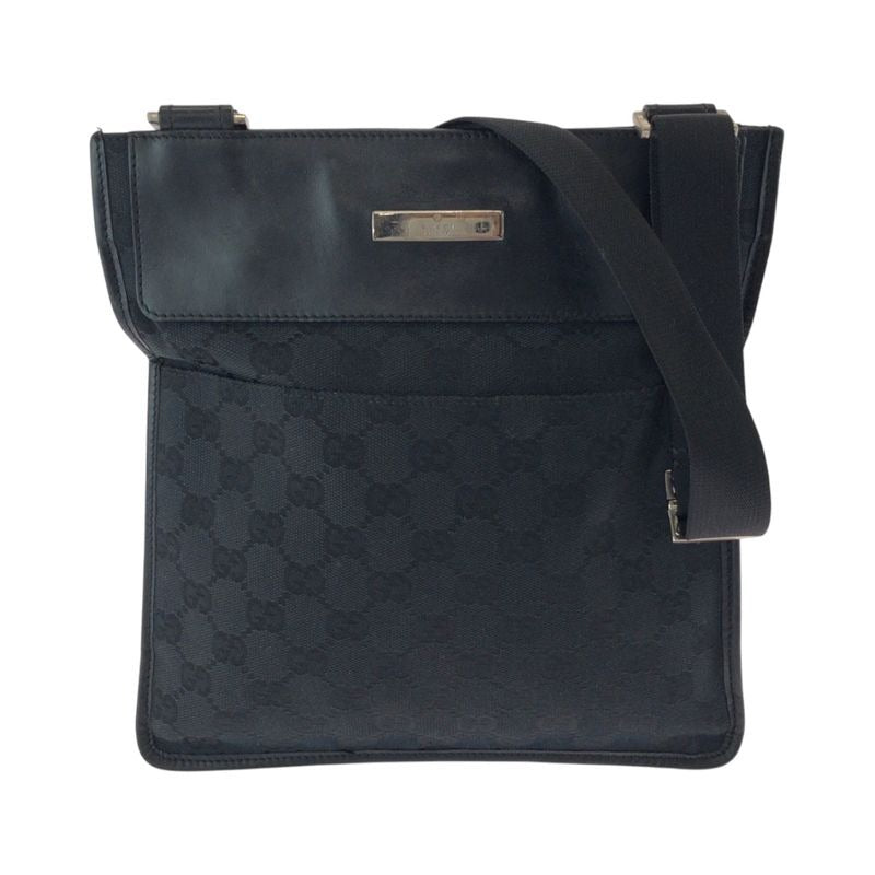 Gucci Black Silver Hardware GG Canvas 019 0348 Shoulder Bag Pochette