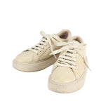 Prada Leather Low Cut Sneakers Lace Up Shoes Flat