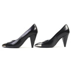 Celine Metal Toe Leather Pumps Black Silver 35 Storage With Bag — view 3