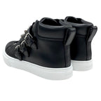 Hermes Hanky Sneakers Shoes Leather Black Silver Studded High Cut — view 4