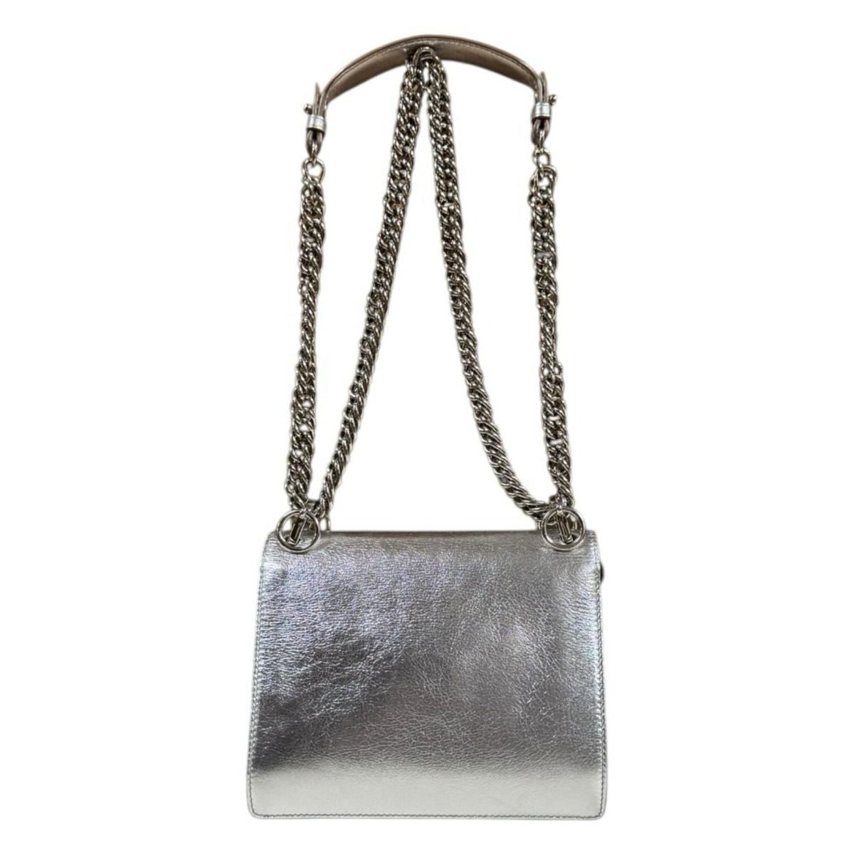 Fendi Canai Mini Shoulder Bag Leather Silver — view 3