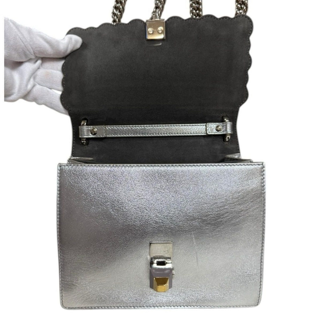Fendi Canai Mini Shoulder Bag Leather Silver — view 7