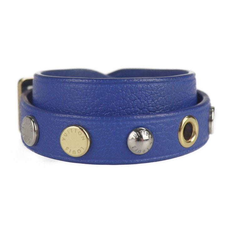 Louis Vuitton Bracelet Spike It M6693 F 17 Leather Blue Gold Hardware — view 2