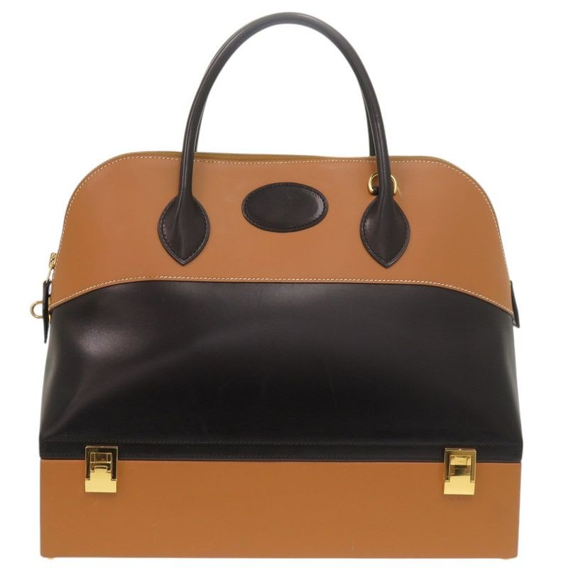 Hermes Macpherson Box Calf Vauchamonie Black Gold Bicolor Hardware