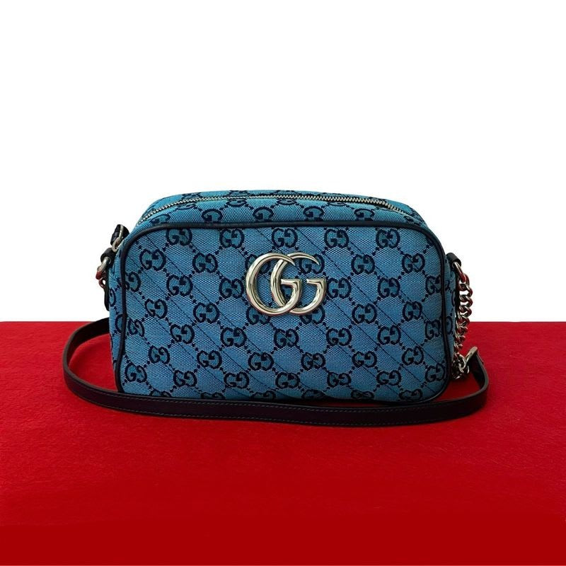 Gucci GG Marmont Canvas Leather Chain Shoulder Bag Pochette — view 2