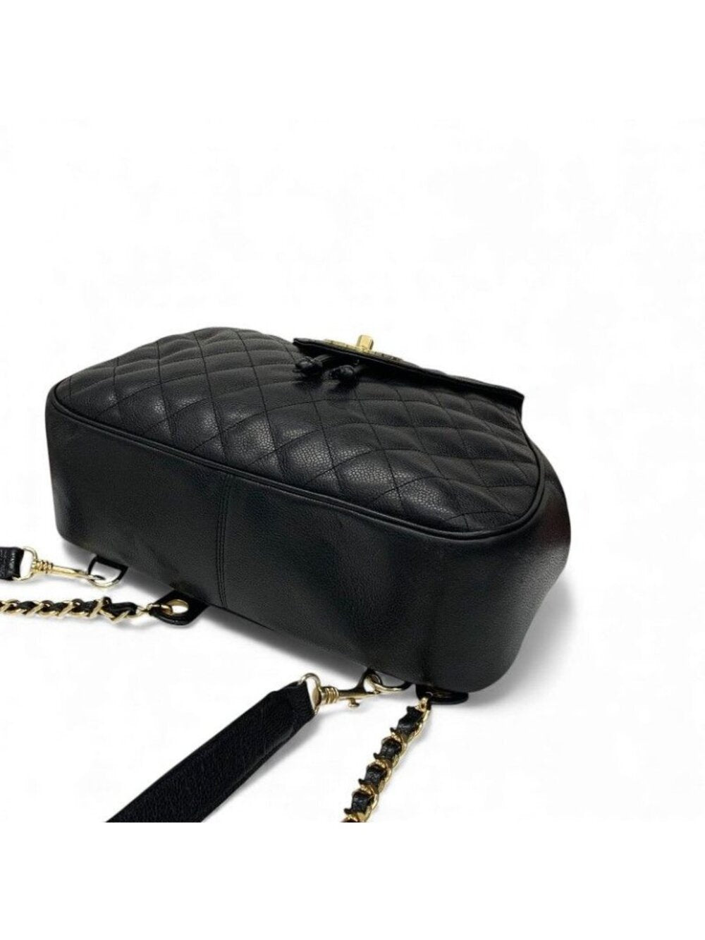 Chanel Bag Backpack Rucksack Black Gold Quilted Turn Lock