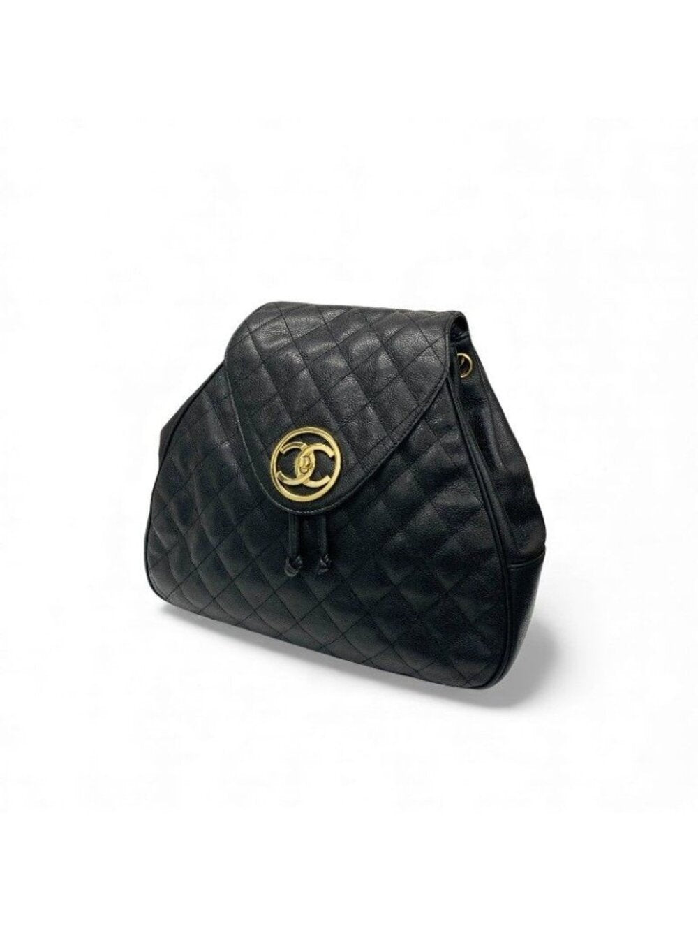 Chanel Bag Backpack Rucksack Black Gold Quilted Turn Lock