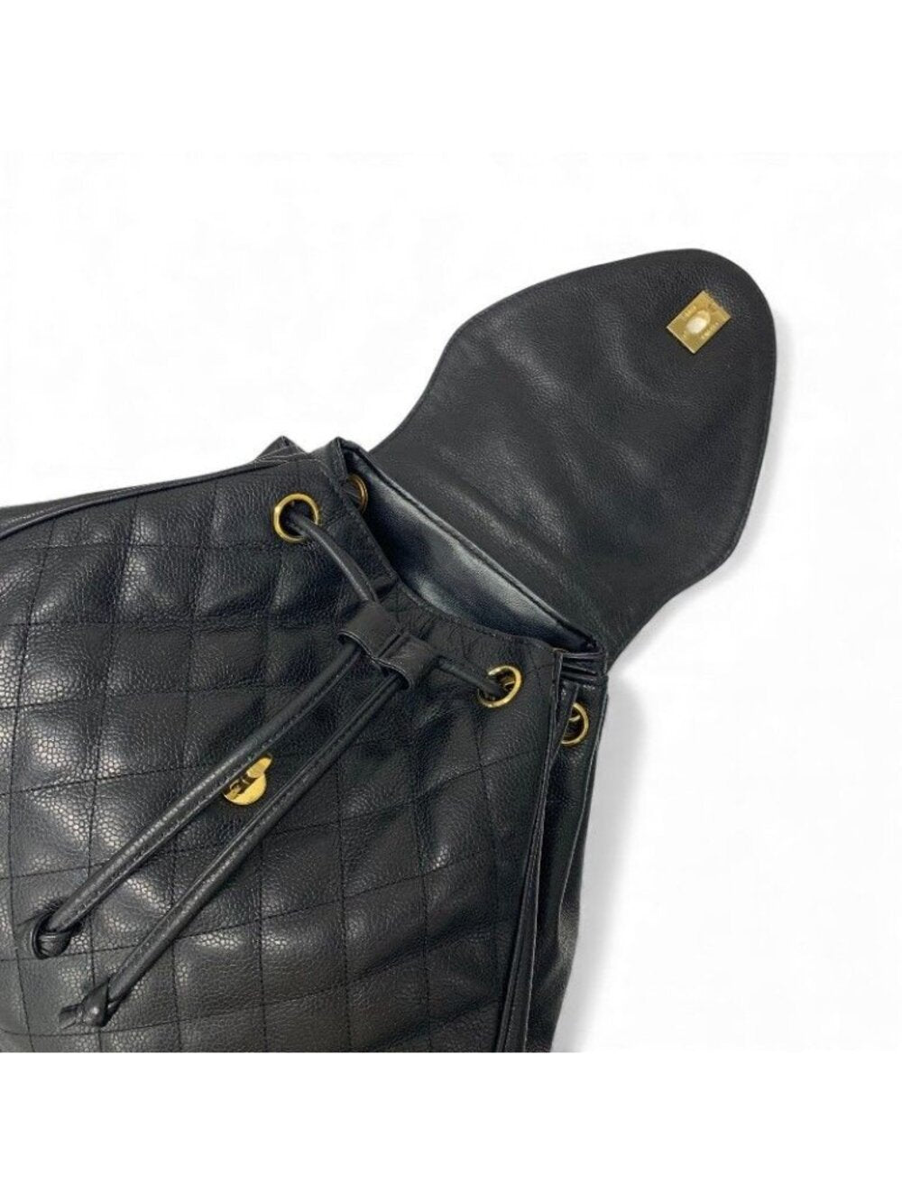 Chanel Bag Backpack Rucksack Black Gold Quilted Turn Lock
