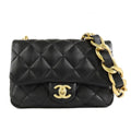 Chanel Small Flap Black Gold Lambskin Chain Shoulder Bag