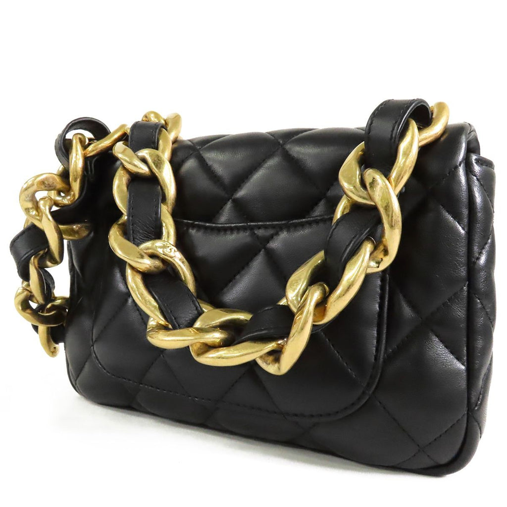 Chanel Small Flap Black Gold Lambskin Chain Shoulder Bag — view 2