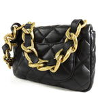 Chanel Small Flap Black Gold Lambskin Chain Shoulder Bag — view 2