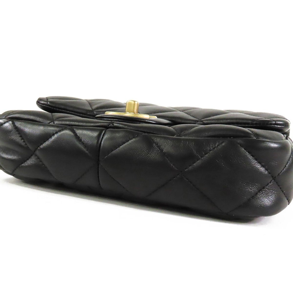 Chanel Small Flap Black Gold Lambskin Chain Shoulder Bag — view 3