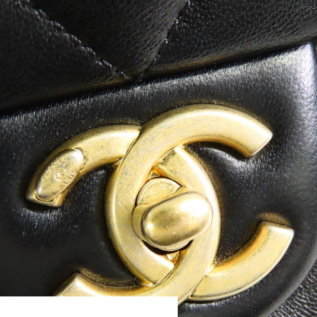 Chanel Small Flap Black Gold Lambskin Chain Shoulder Bag — view 7