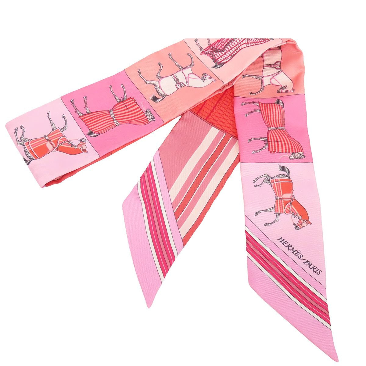 Hermes Twilly Pink Multicolor Silk Couvertures Nouvelles New Scarf