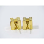 Hermes H Cube Earrings GP Gold Plated Ivory Accessories Jewelry — view 2