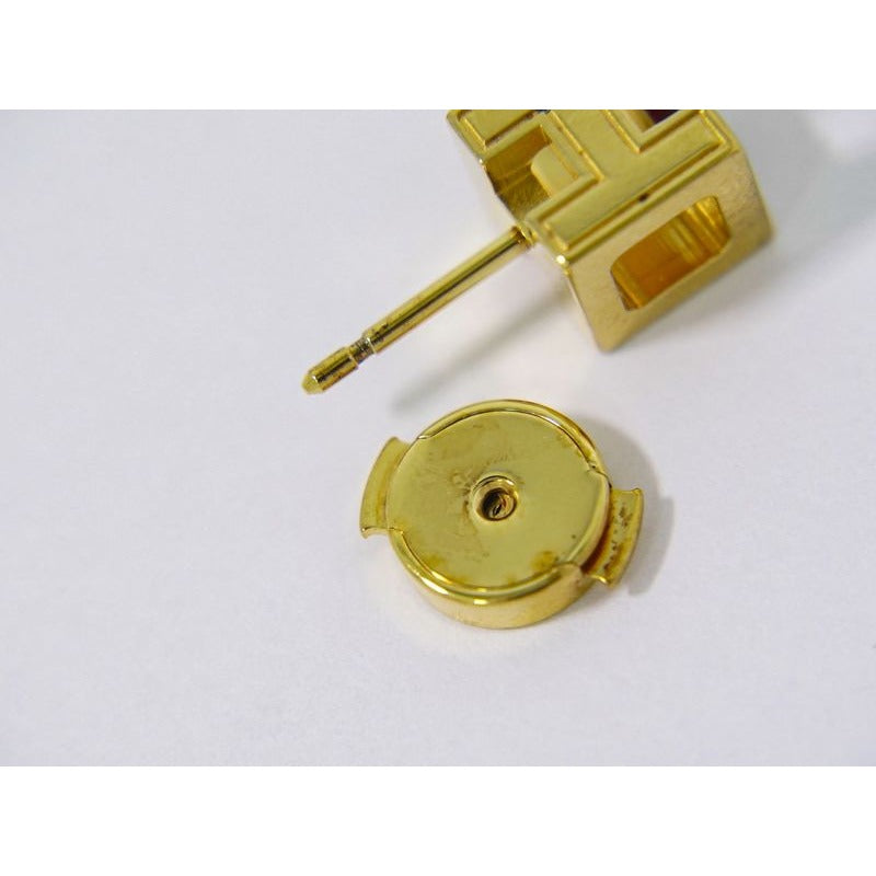 Hermes H Cube Earrings GP Gold Plated Ivory Accessories Jewelry — view 3