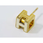 Hermes H Cube Earrings GP Gold Plated Ivory Accessories Jewelry — view 4