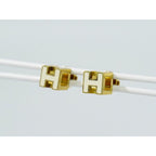 Hermes H Cube Earrings GP Gold Plated Ivory Accessories Jewelry — view 5
