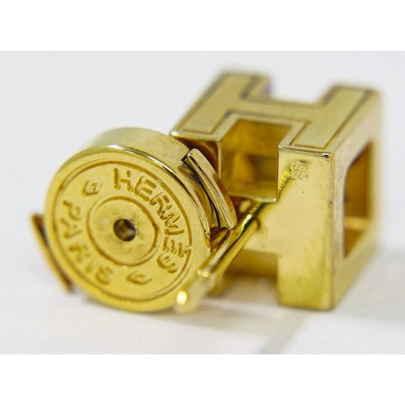 Hermes H Cube Earrings GP Gold Plated Ivory Accessories Jewelry — view 7