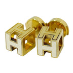 Hermes H Cube Earrings GP Gold Plated Ivory Accessories Jewelry