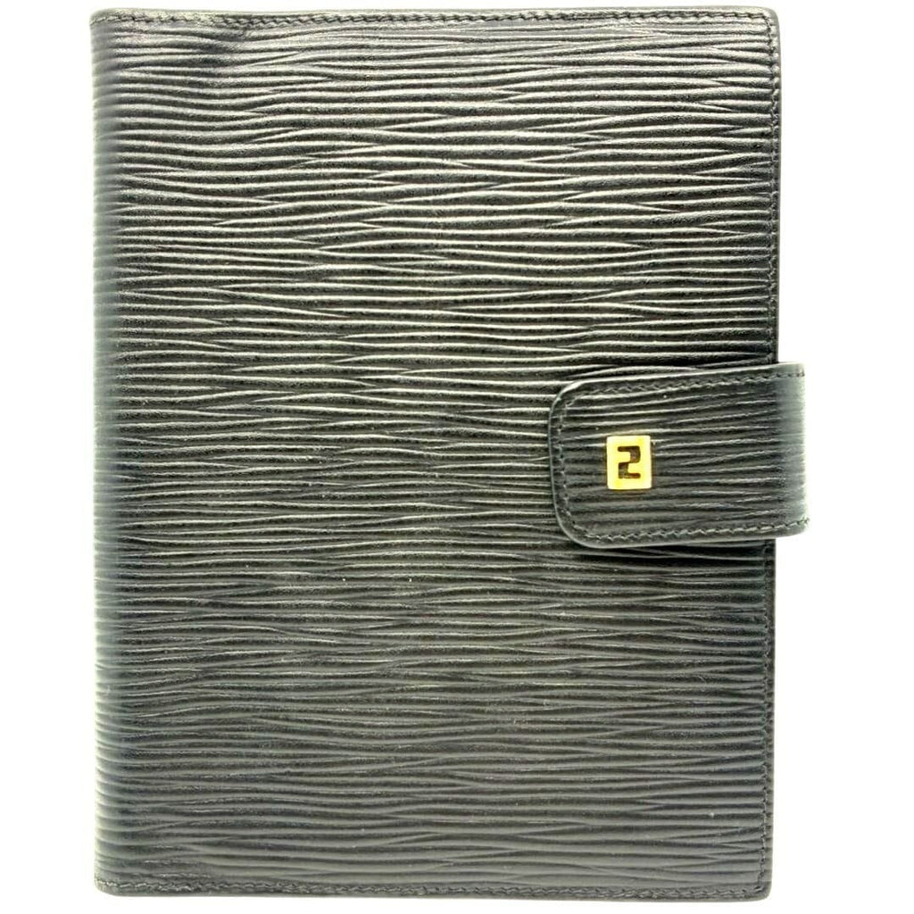 Fendi Epi Leather Agenda Pass Port Cover Case Notebook Black