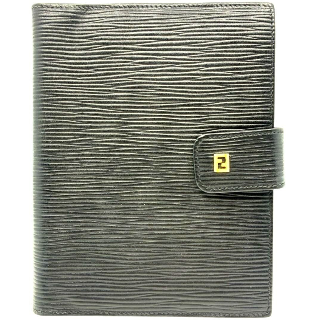 Fendi Epi Leather Agenda Pass Port Cover Case Notebook Black