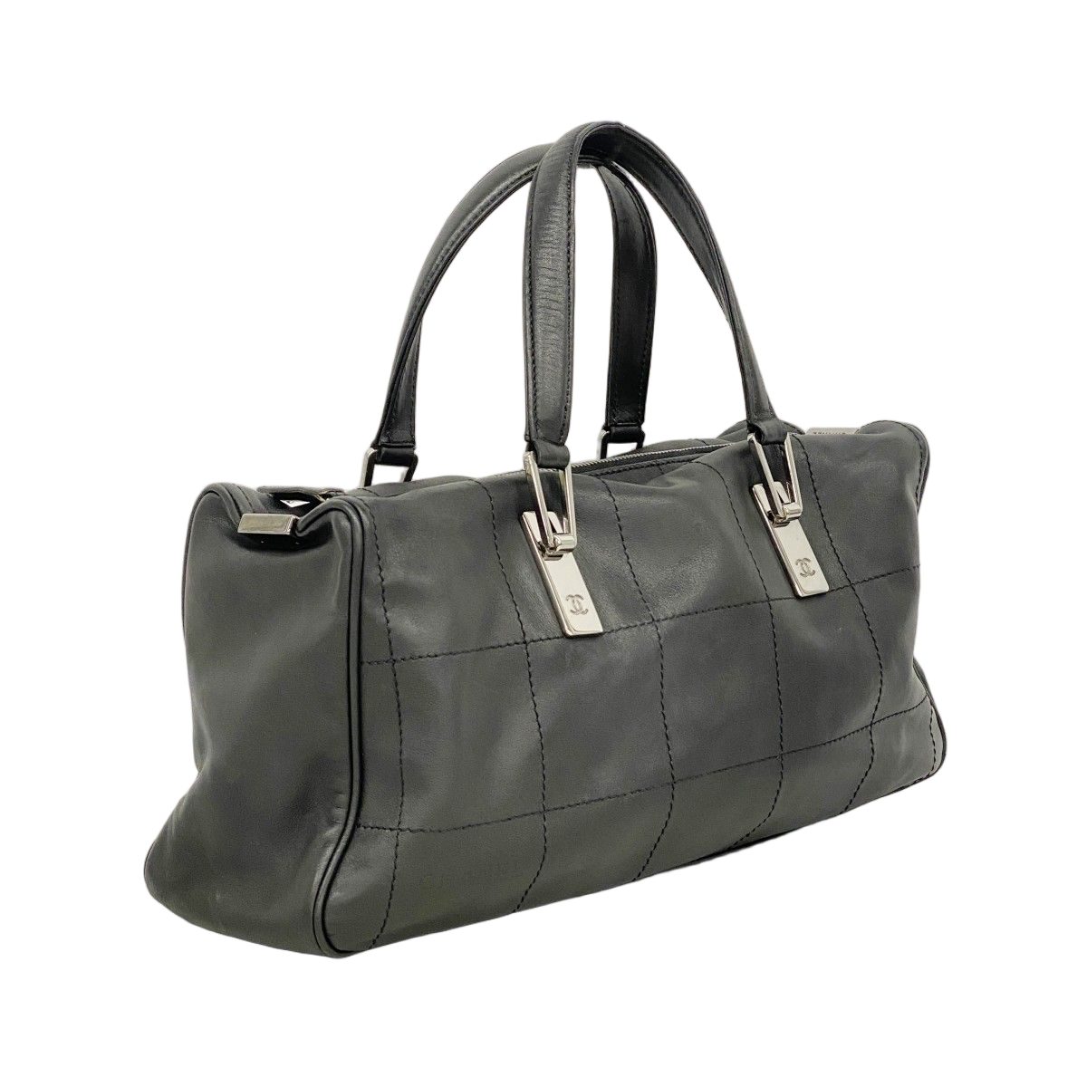 Chanel Handbag Choco Bar Lambskin Black Silver — view 2