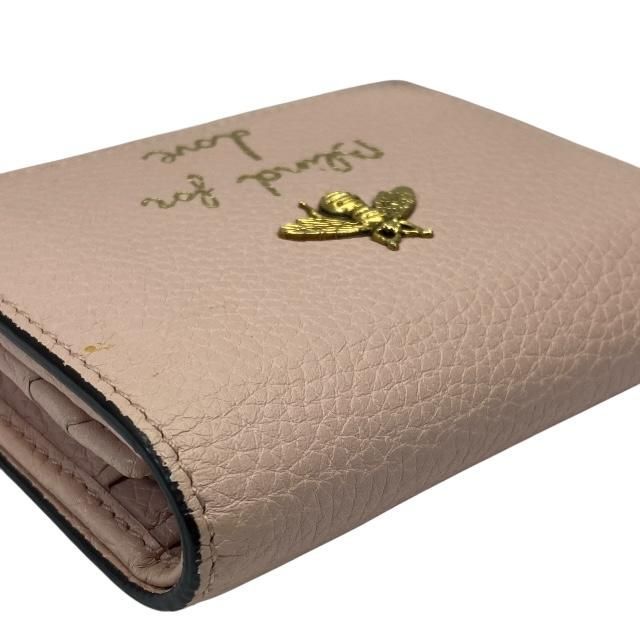 Gucci Animalier Bee Fold Wallet Compact Mini Leather Pink — view 4