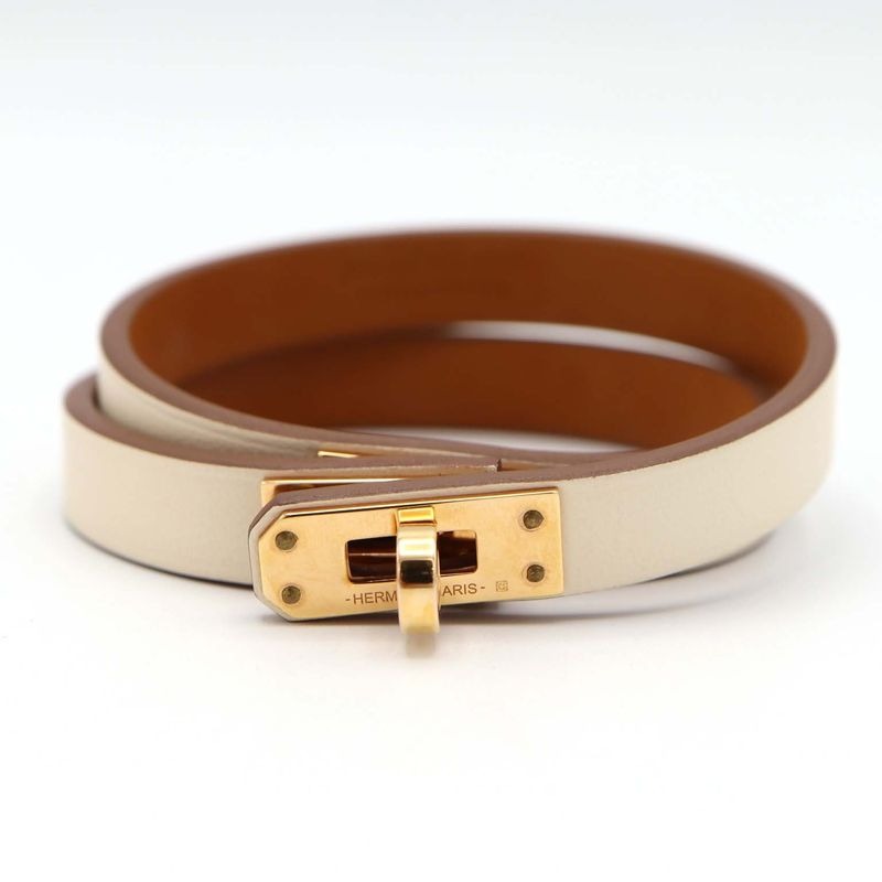 Hermes Mini Kelly Dubretour Bracelet T2 White Gold Color