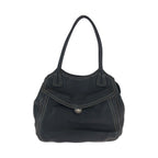 Prada Logo Black Silver Calf Shoulder Bag Tote