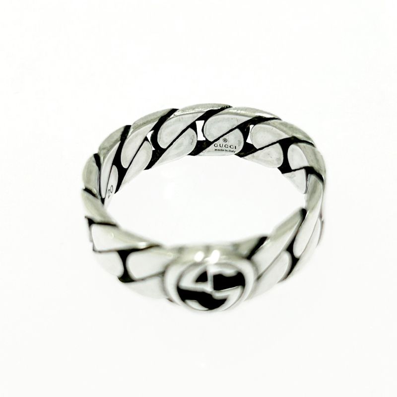 Gucci Silver Interlocking G Chain Ring 5.1 925 Engraved — view 7