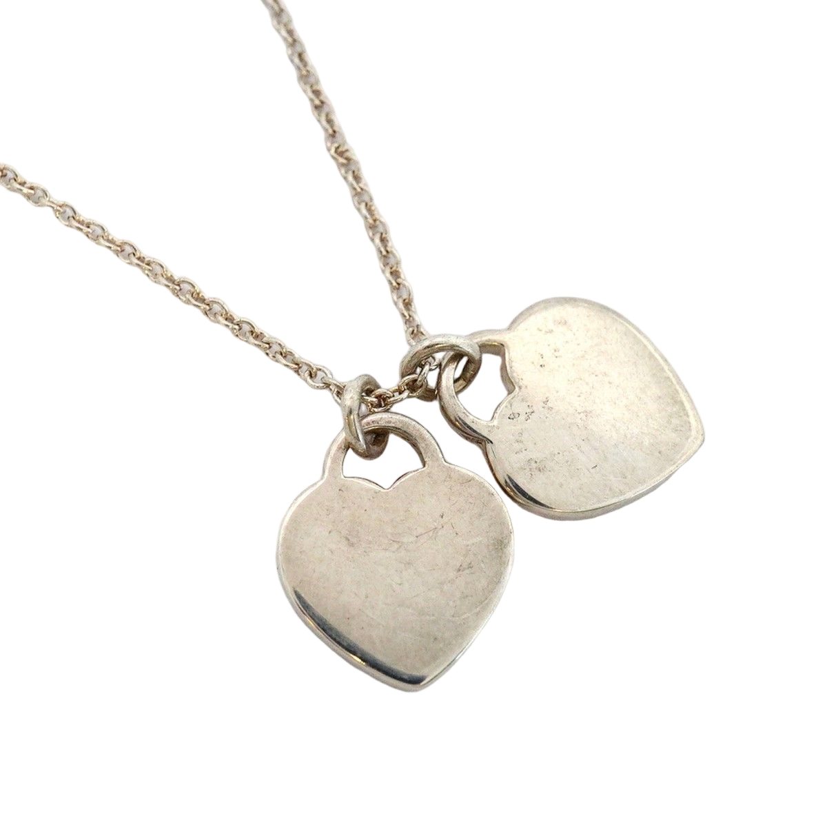 Tiffany & Co Necklace Double Return to Heart 925 Sterling Silver Pink — view 2