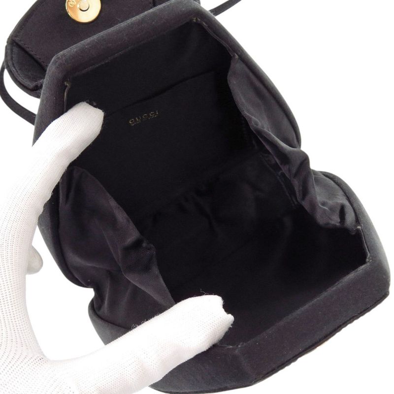 Gucci Horsebit Backpack Satin Rhinestone Black Mini Bag 0837 — view 5