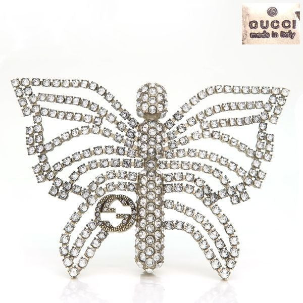 Gucci Brooch Interlocking G Butterfly Rhinestone Metal — view 2