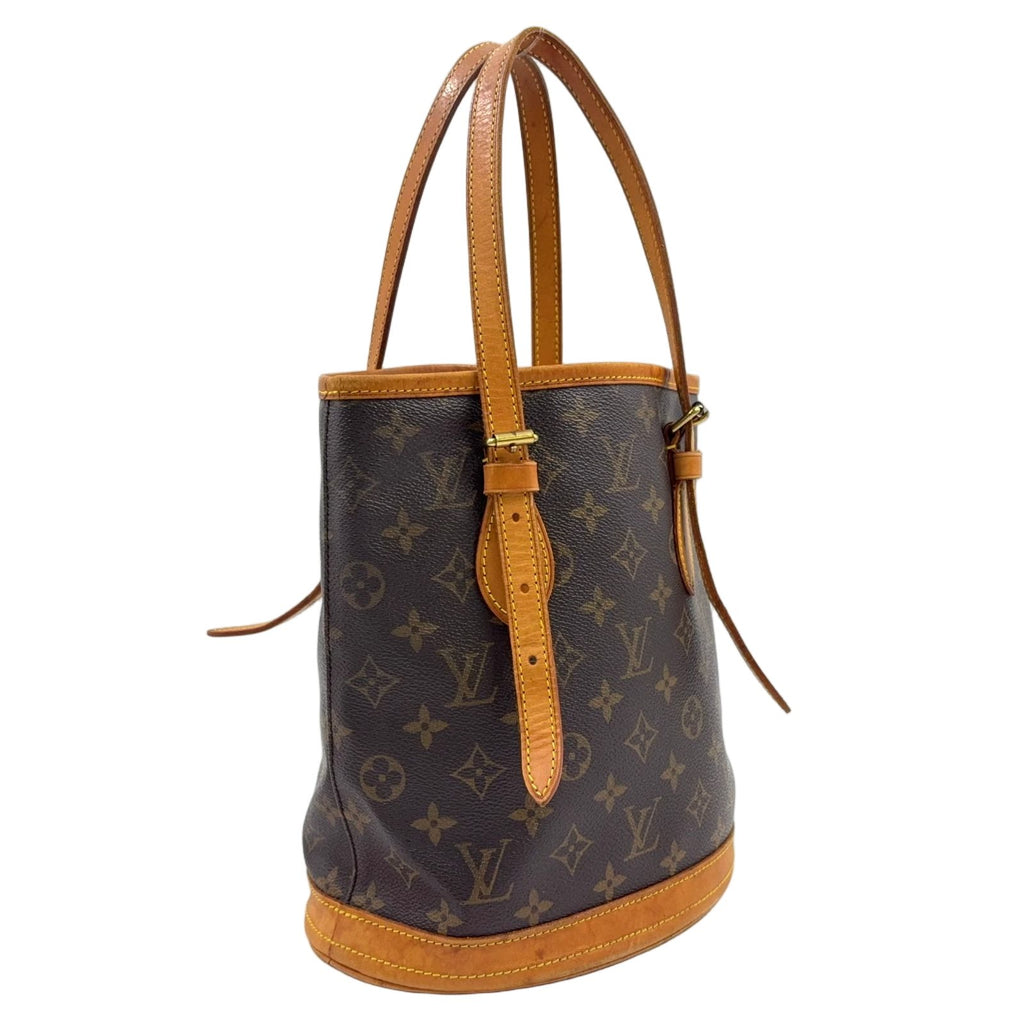 Louis Vuitton Bucket PM Monogram Leather Brown Light Shoulder Bag Gold — view 2