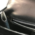 Celine Leather Ribbon Hand Bag Navy Gold — view 8