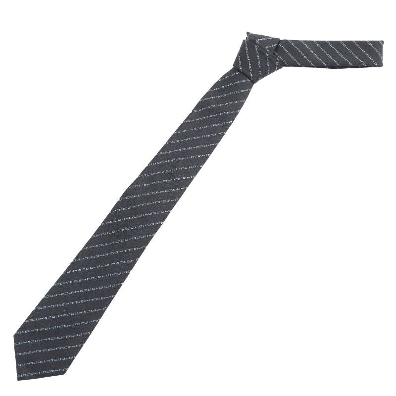 Gucci 100% Wool Regimental Logo Stripe Tie With 7 Dark Gray Tips — view 4