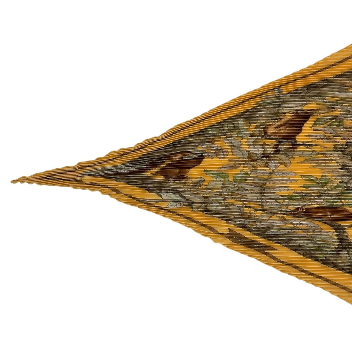 Hermes Scarf Pleated Silk Casse Noisette Nutcracker Yellow — view 3