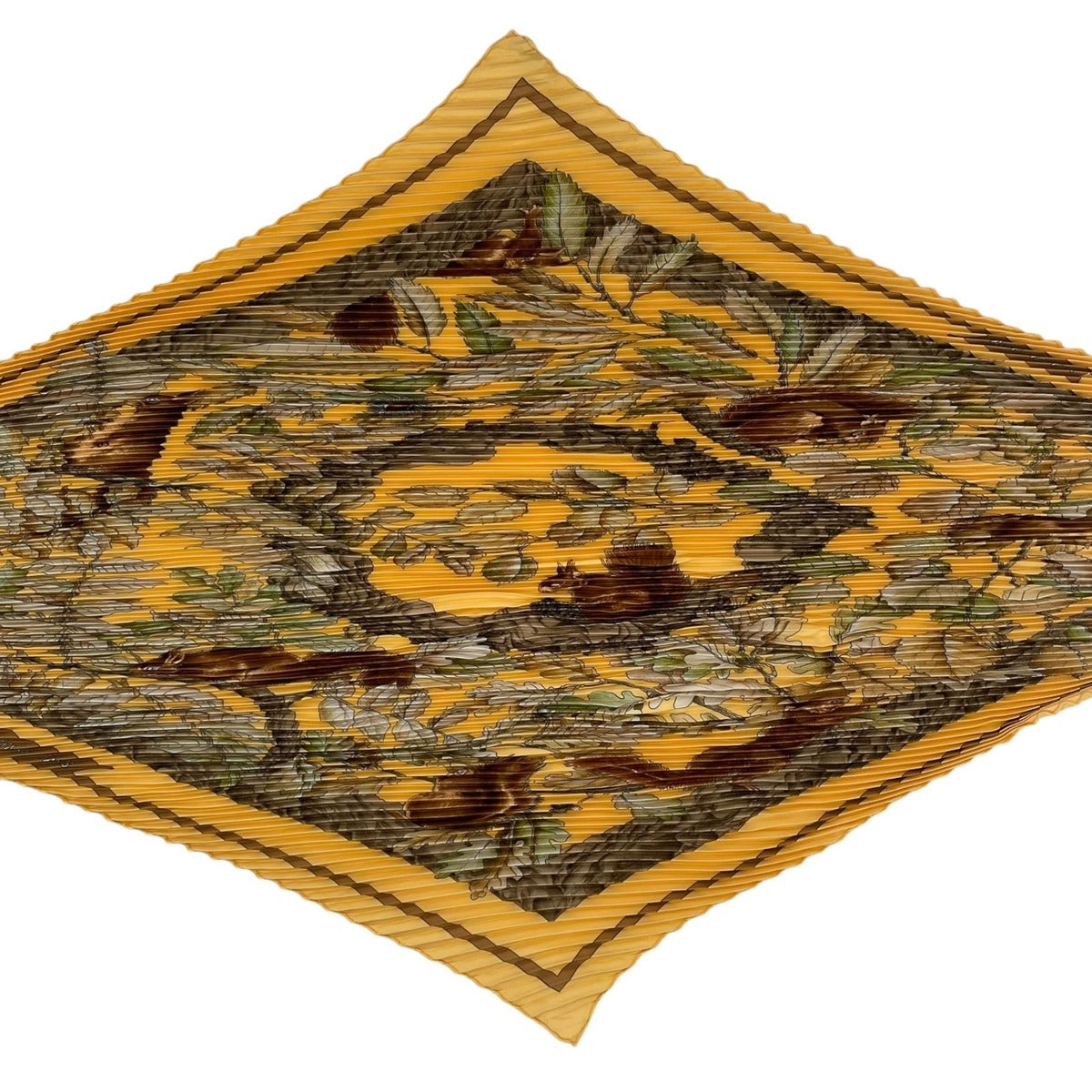 Hermes Scarf Pleated Silk Casse Noisette Nutcracker Yellow — view 4