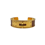 Hermes Bangle Kelly Gold Brown Metal Leather Bracelet