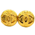 Chanel CC Logo Circle Gold Plated Earrings
